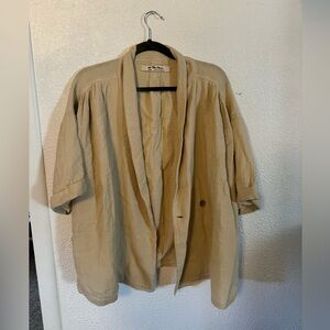 Free People Tan Gauze Lagenlook Relaxed Lou Blazer Shirt Size medium